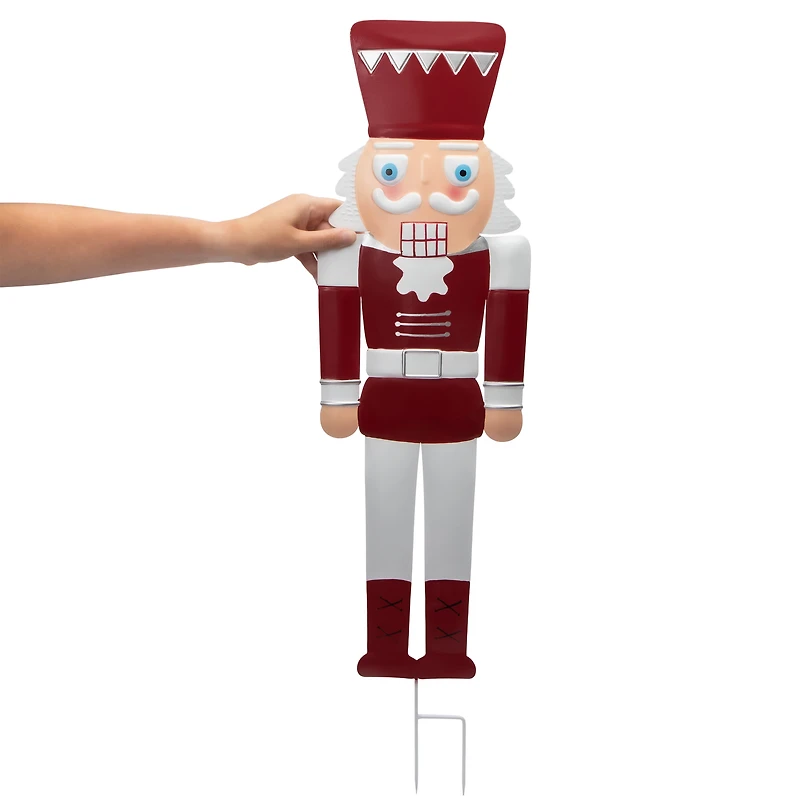 Snow Cool Christmas Nutcracker Metal Stake