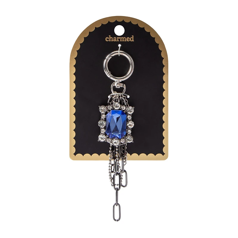 Charmed Blue Gem Cluster Key Ring