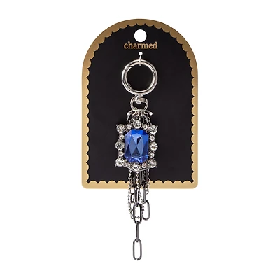 Charmed Blue Gem Cluster Key Ring