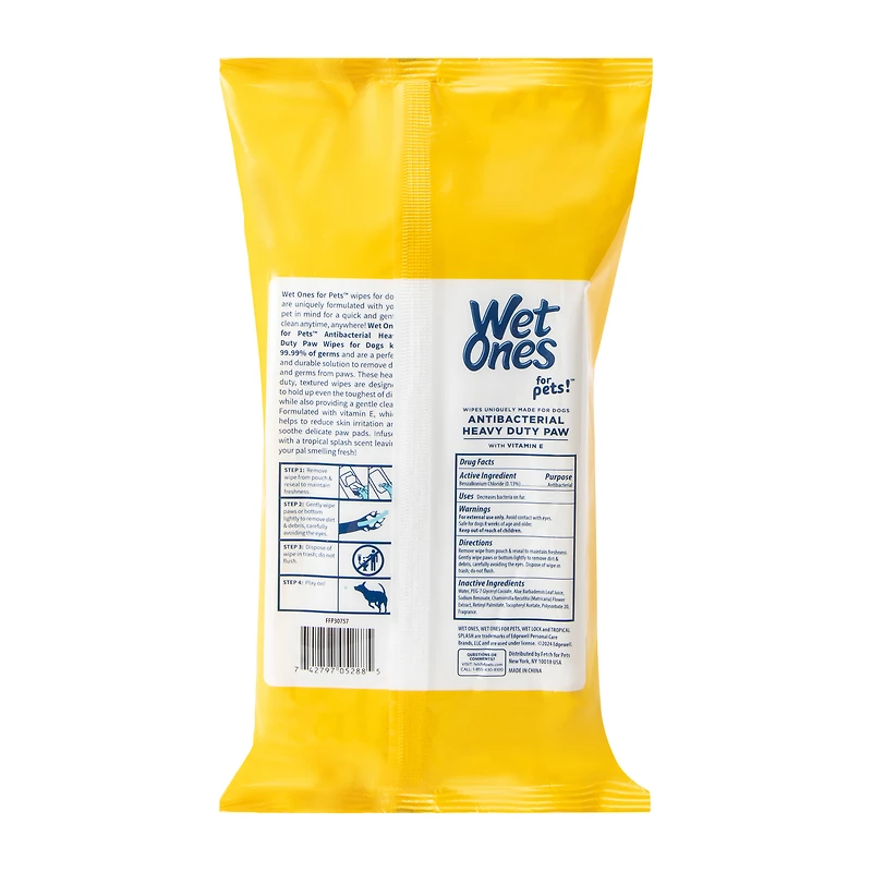 Wet Ones For Pets!™ Tropical Splash Antibacterial Heavy Duty Paw 50-Wipes