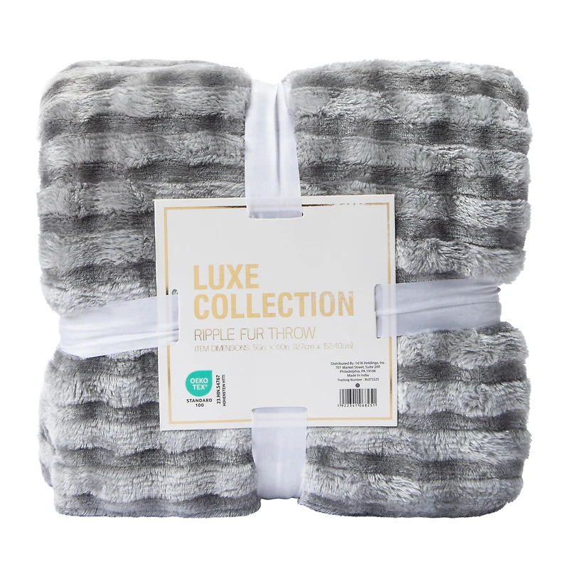 Luxe Collection Ripple Fur Throw 50inx60in