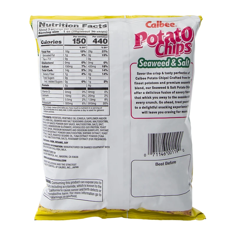 Calbee® Seawood & Salt Flavored Potato Chips 2.8oz