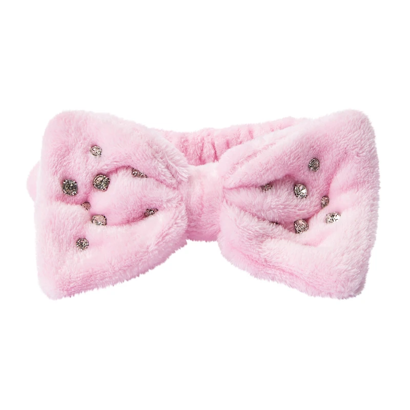 Pink Rhinestone Plush Spa Headband