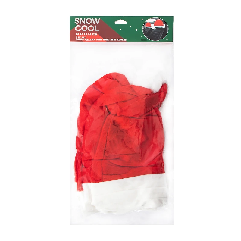 Christmas Santa Hat Car Seat Head Rest Covers 4-Pack