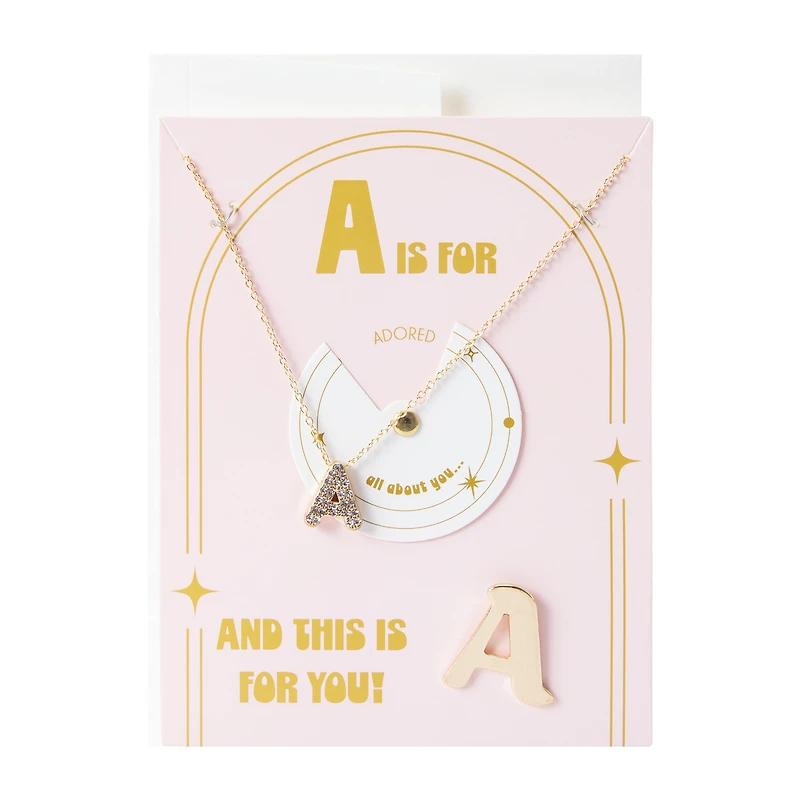 Alphabet Necklace & Tac Pin Set