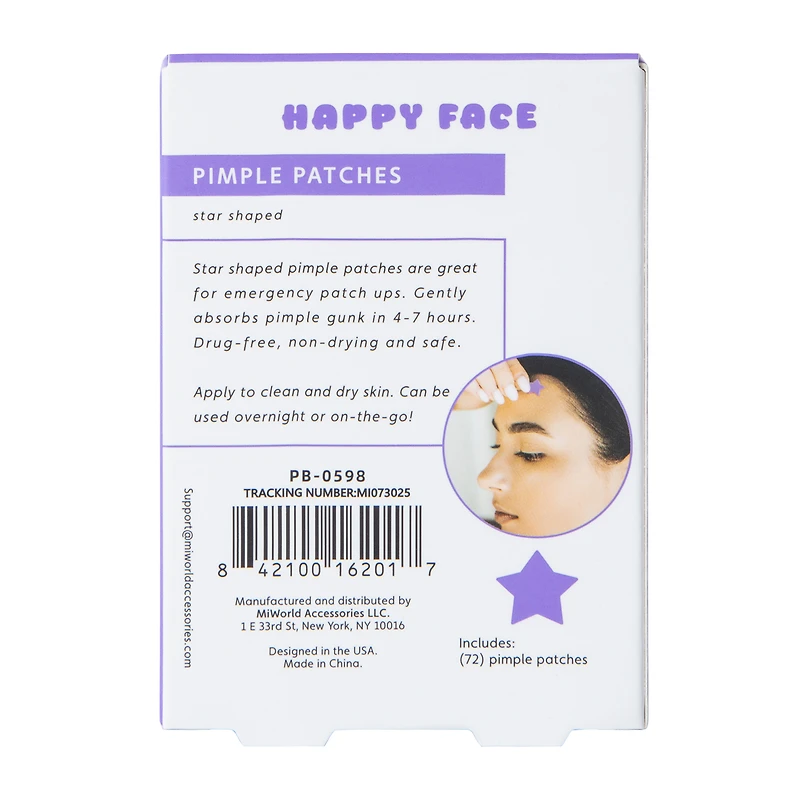 Happy Face Star Pimple Patches 72-Count