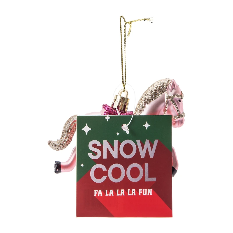 Snow Cool Christmas Pony Tree Ornament