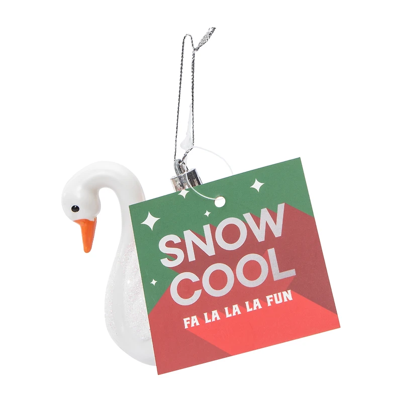 Snow Cool Christmas Swan Tree Ornament