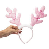 Snow Cool Christmas Pink Glitter Antler Headband