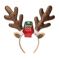 Snow Cool Christmas Brown Glitter Antler Headband