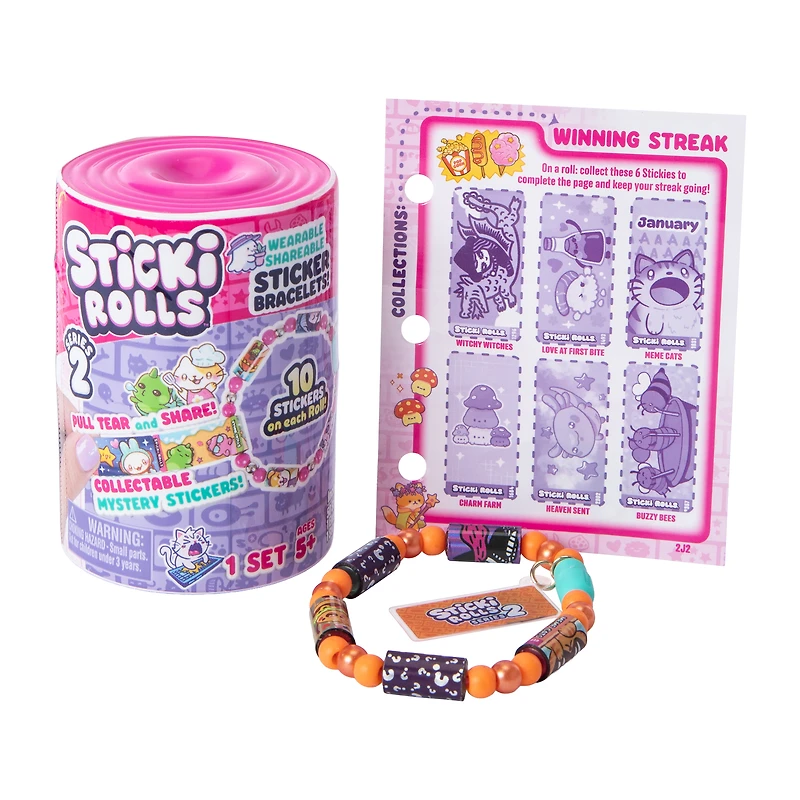 Sticki Rolls Mystery Wearable Sticker Bracelet Capsule Set (Styles May Vary)