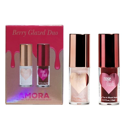Amora Berry Glazed Duo Blush/Lip Tint & Highlight Set