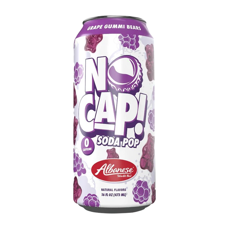 No Cap! Grape Gummi Bears Soda Pop 16oz