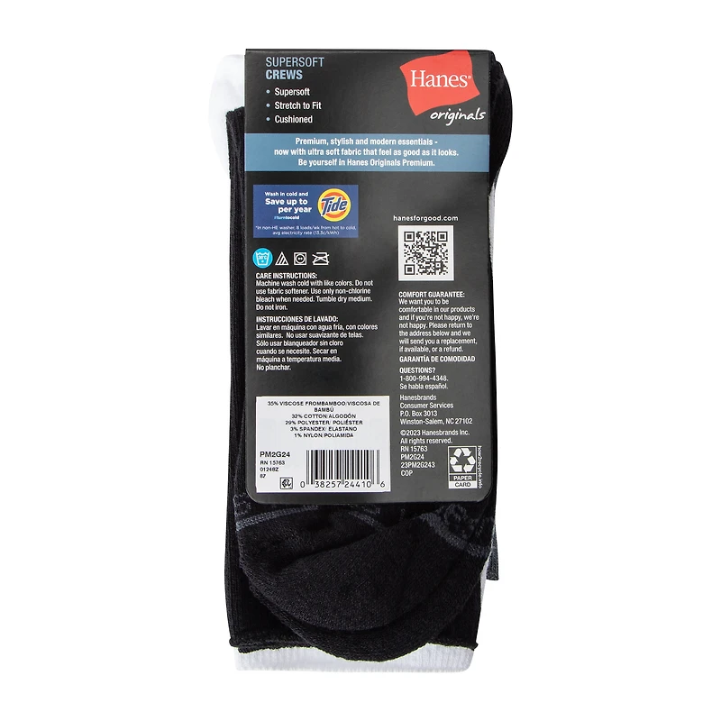 Young Mens Hanes® Supersoft Crews 3-Pairs