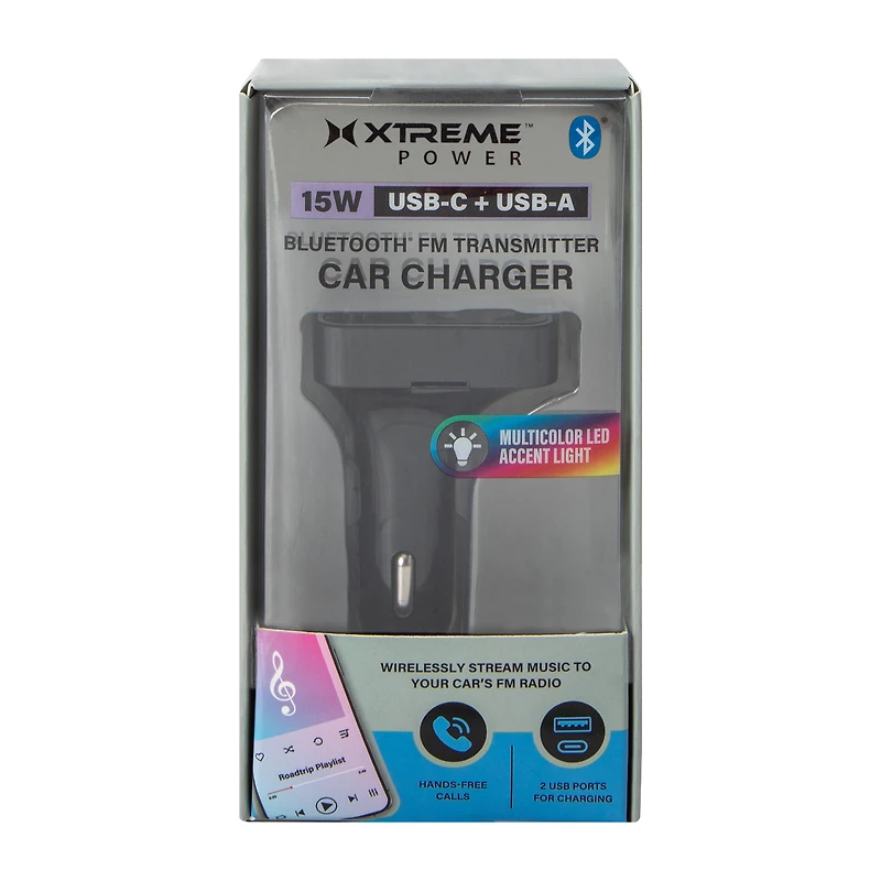 Xtreme Power™ Bluetooth® FM Transmitter Car Charger