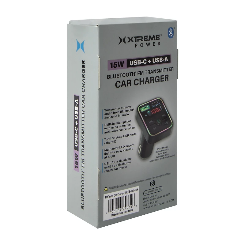 Xtreme Power™ Bluetooth® FM Transmitter Car Charger