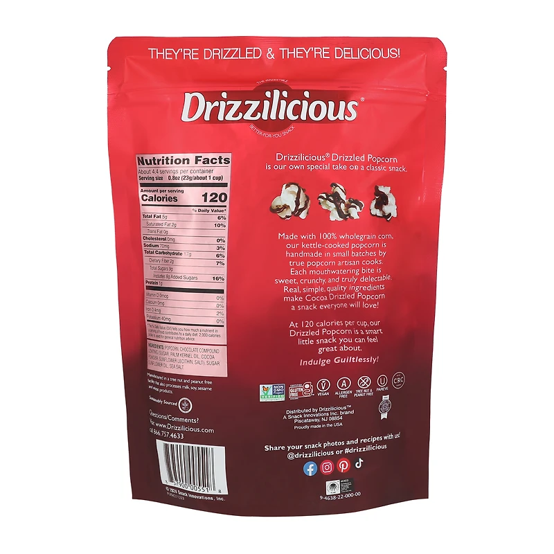 Drizzilicious® Cocoa Drizzled Popcorn 3.6oz