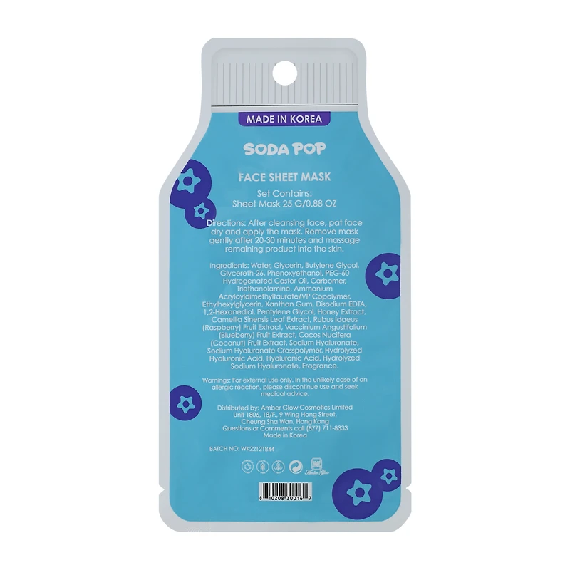 Soda Pop Blueberry Moisturize & Glow Face Sheet Mask