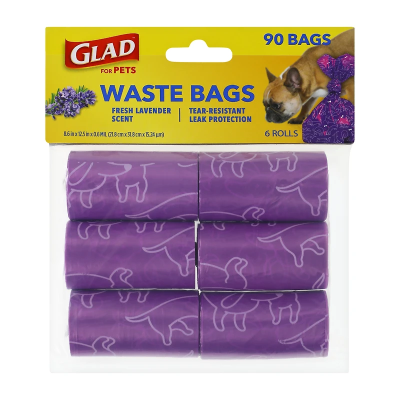 Glad® For Pets Lavender Scented Waste Bags 6-Pack