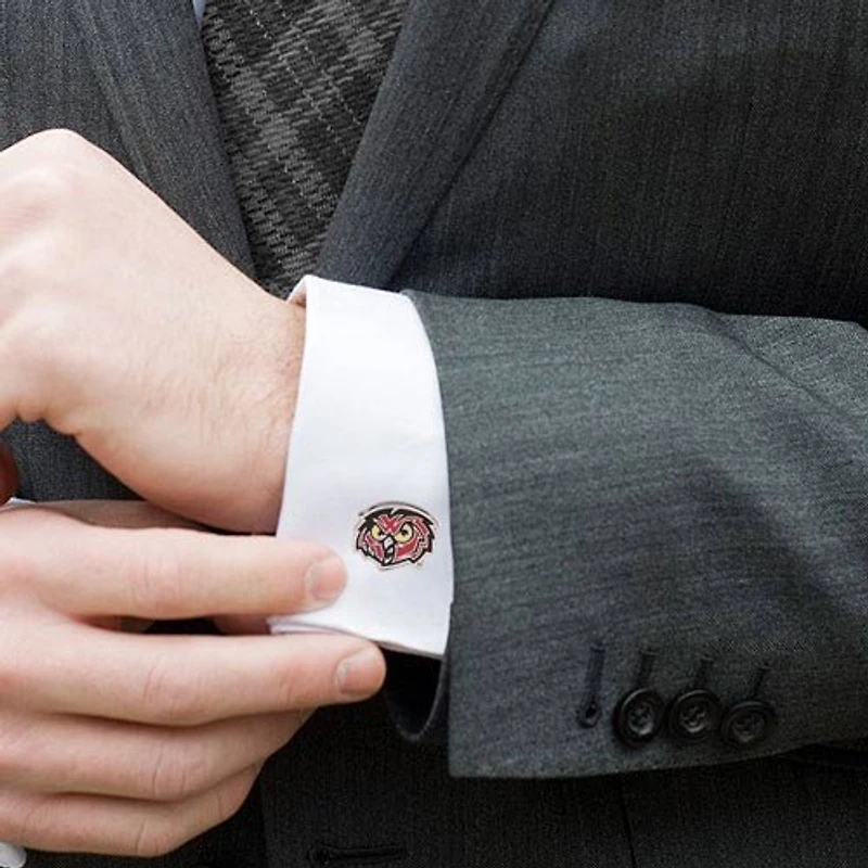 Temple Owls Silver-Plated Logo Cufflinks