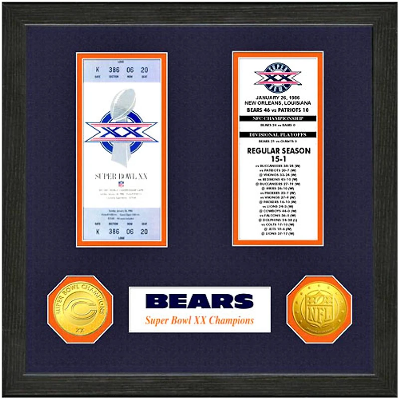 Chicago Bears Super Bowl Ticket Collection Wall Frame
