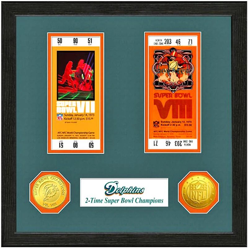 Miami Dolphins Super Bowl Ticket Collection Wall Frame