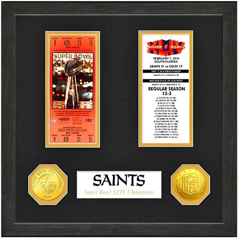 New Orleans Saints Super Bowl Ticket Collection Wall Frame