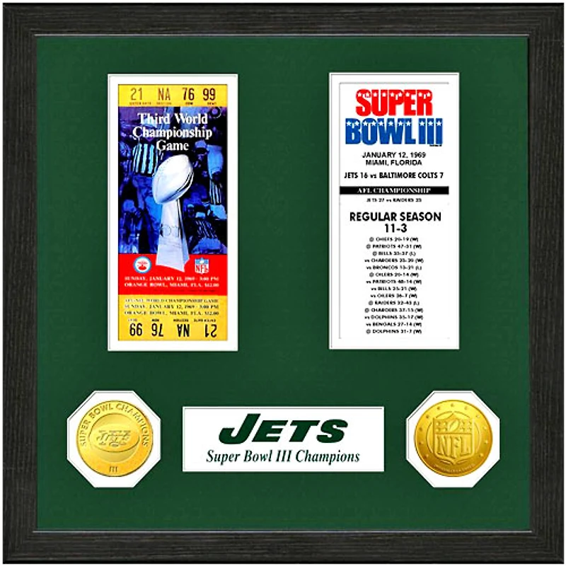 New York Jets Super Bowl Ticket Collection Wall Frame