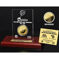 Miami Dolphins 2X Super Bowl Champions 24kt Gold Coin Etched Desktop Acrylic