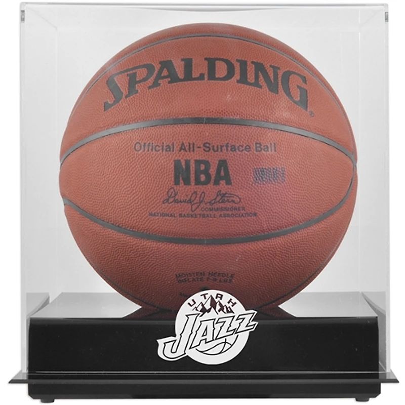 Utah Jazz Black Blackbase Hardwood Classics 2004 - 2016 Team Logo Basketball Display Case with Mirrored Back