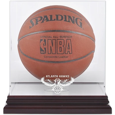 Atlanta Hawks Mahogany Hardwood Classics 2007 -2015 Logo Basketball Display Case with Mirrored Back