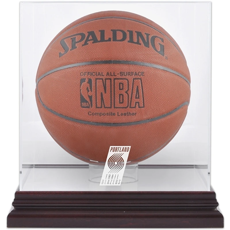 Portland Trail Blazers (-) Mahogany Team Logo Basketball Display Case with Mirrored Back