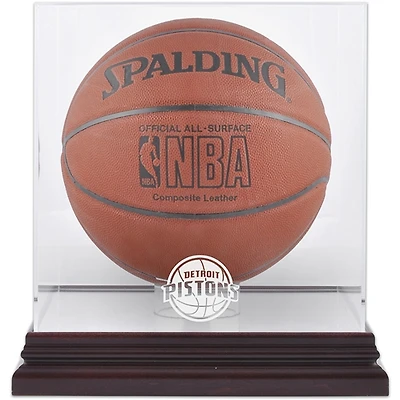 Detroit Pistons (-) Mahogany Team Logo Basketball Display Case with Mirrored Back