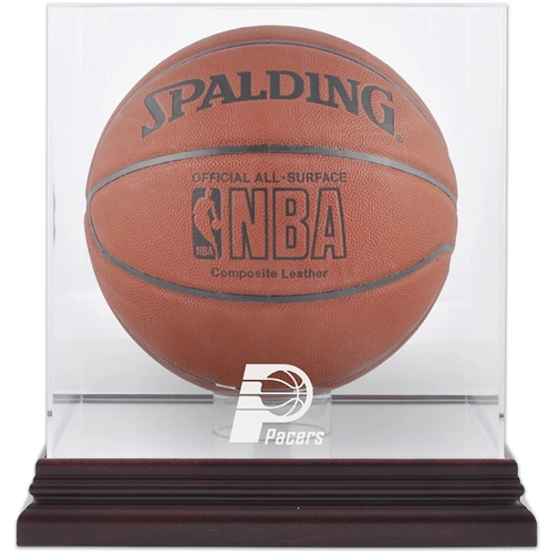 Indiana Pacers (2005-2017) Mahogany Team Logo Basketball Display Case with Mirrored Back