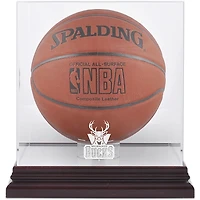 Milwaukee Bucks (-) Mahogany Team Logo Basketball Display Case with Mirrored Back