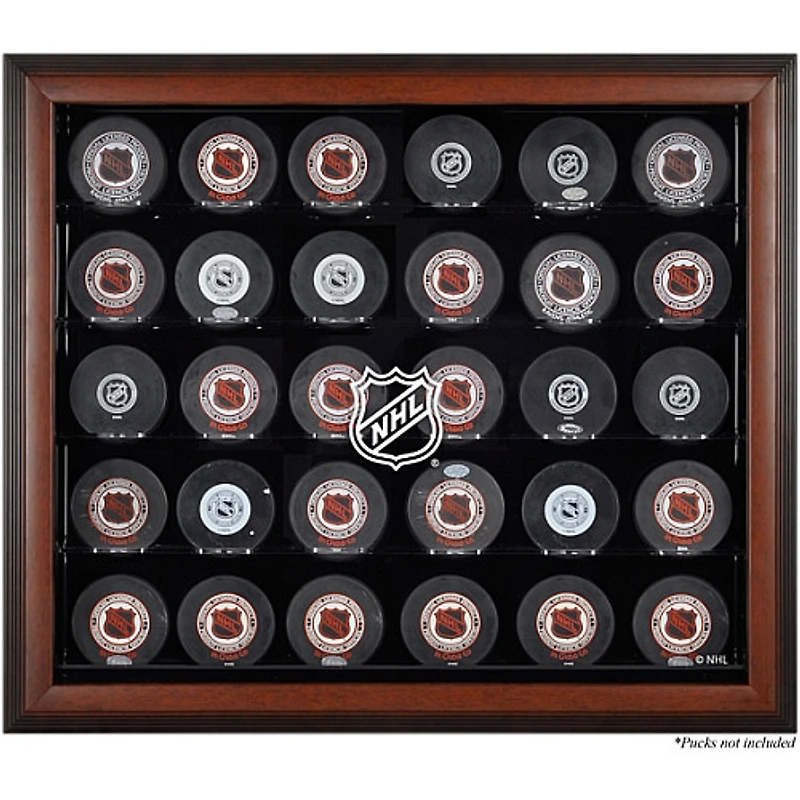 NHL Shield 30-Puck Brown Display Case