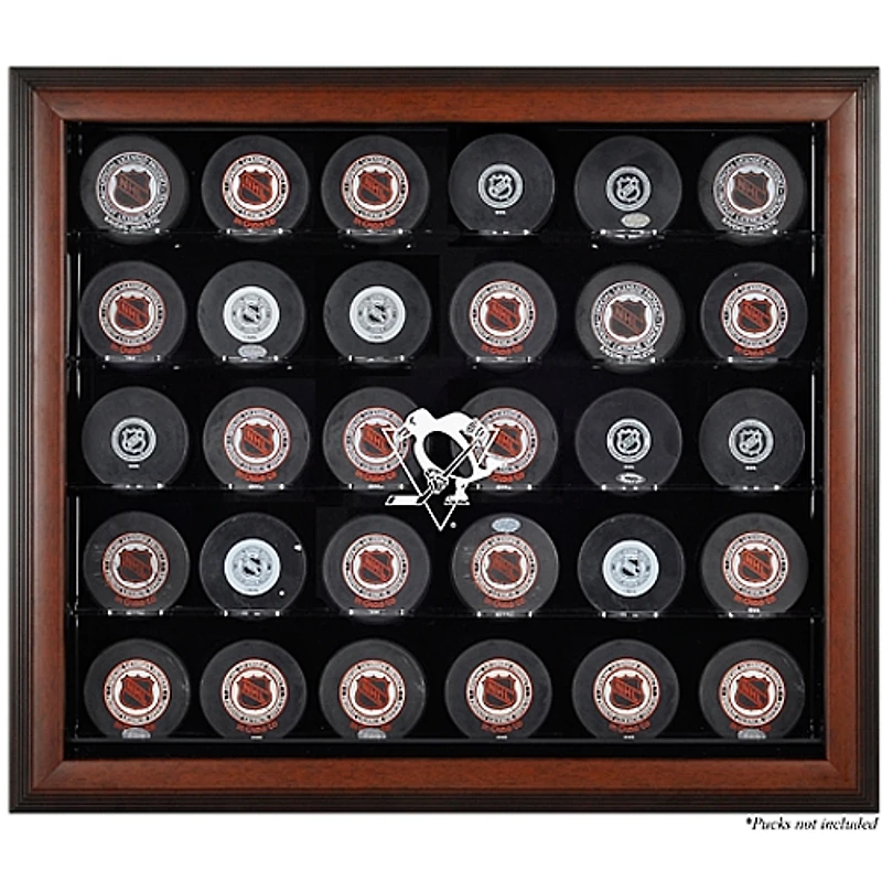 Pittsburgh Penguins 30-Puck Brown Display Case