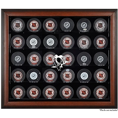Pittsburgh Penguins 30-Puck Brown Display Case