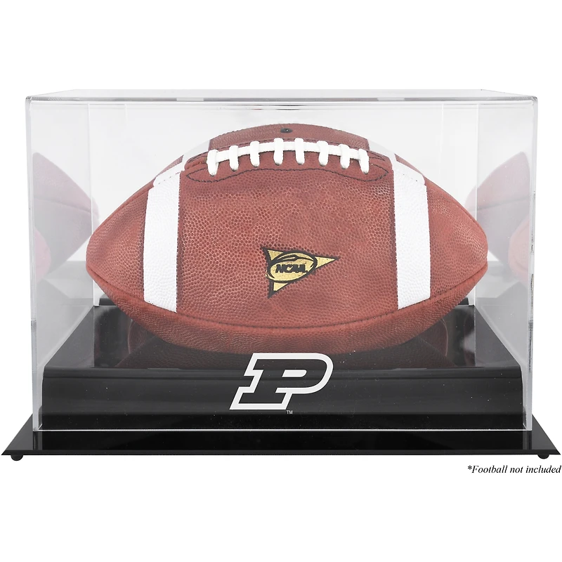Purdue Boilermakers Black Base Team Logo Football Display Case with Mirror Back