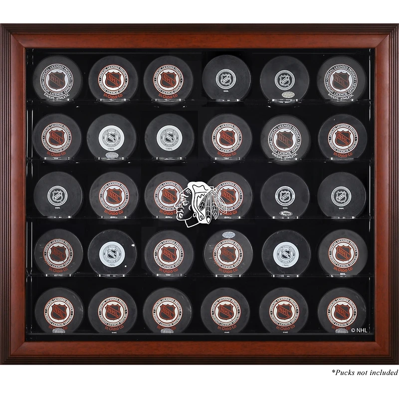 Chicago Blackhawks 30-Puck Mahogany Display Case
