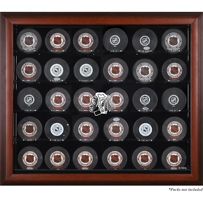 Chicago Blackhawks 30-Puck Mahogany Display Case