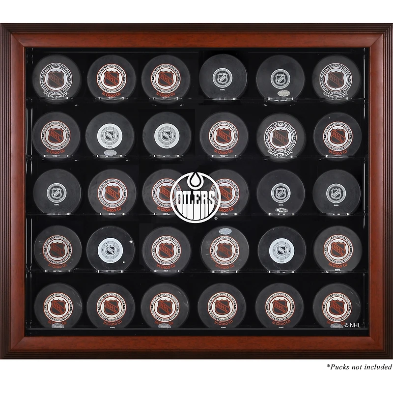 Edmonton Oilers 30-Puck Mahogany Display Case