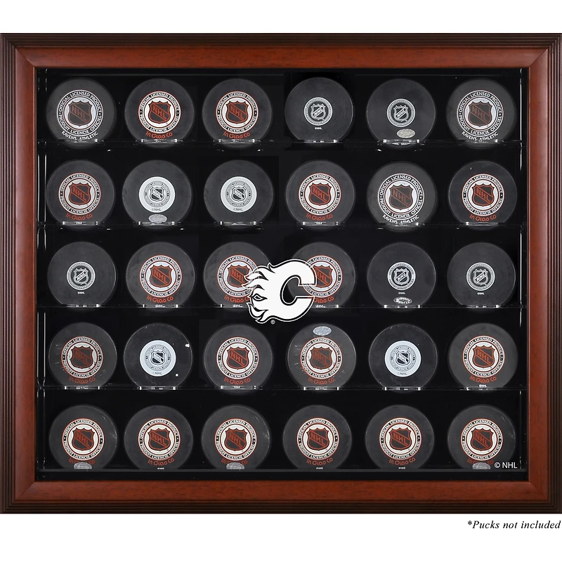 Calgary Flames 30-Puck Mahogany Display Case