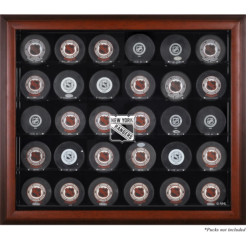 New York Rangers 30-Puck Mahogany Display Case