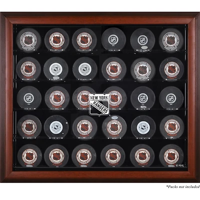 New York Rangers 30-Puck Mahogany Display Case