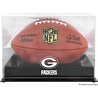 Green Bay Packers Black Base Football Logo Display Case with Mirror Back