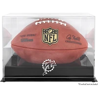 Miami Dolphins Black Base Football Logo Display Case with Mirror Back