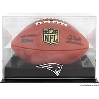 New England Patriots Black Base Football Logo Display Case with Mirror Back