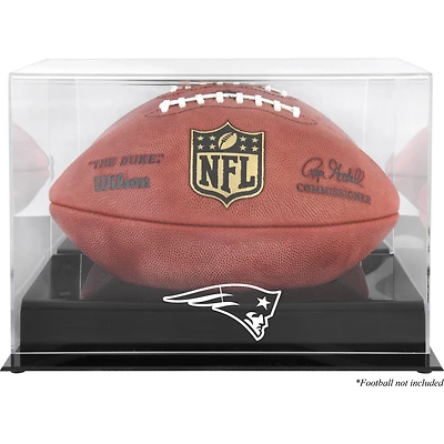 New England Patriots Black Base Football Logo Display Case with Mirror Back