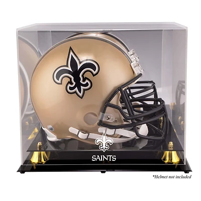 New Orleans Saints Golden Classic Helmet Display Case with Mirrored Back